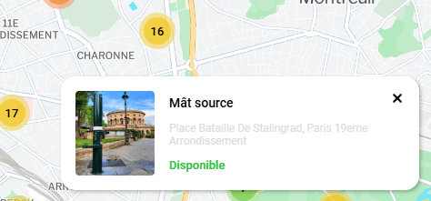 Affichage des fontaines sur la carte dans Fountain Finder