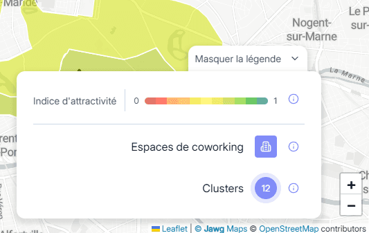 Fonctionnalité de légende dynamique du projet Worknest