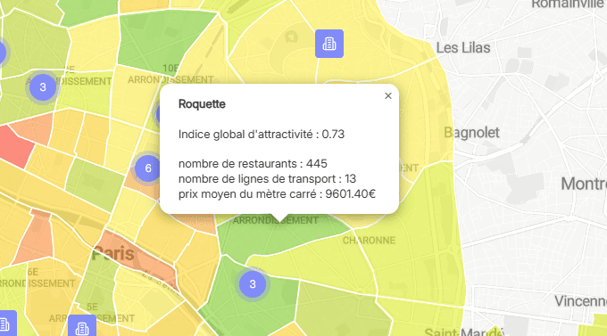 Fonctionnalité détails de zone du projet Worknest